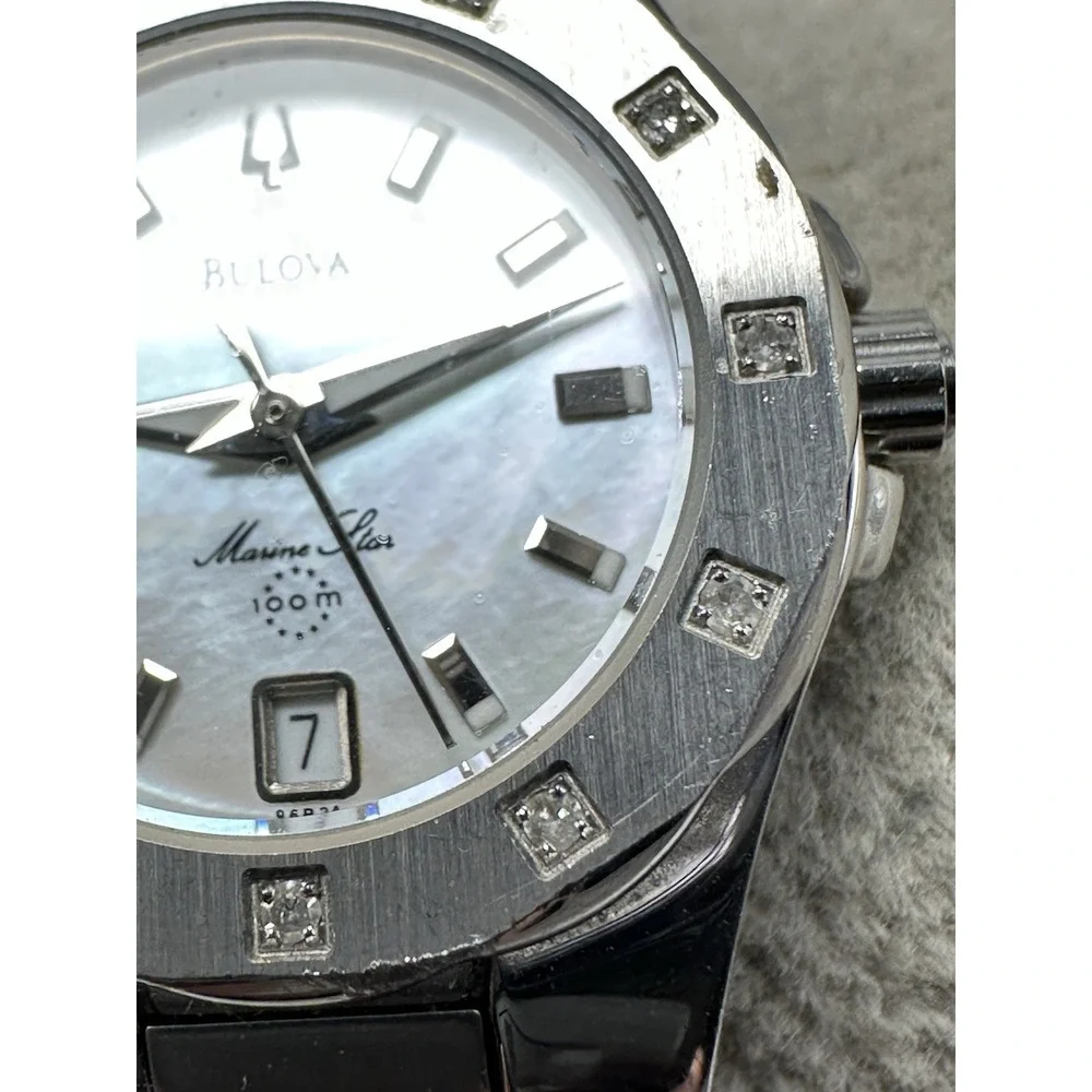 Bulova 96R24 New Battery Ladies Marine Star MOP 26MM 5.75